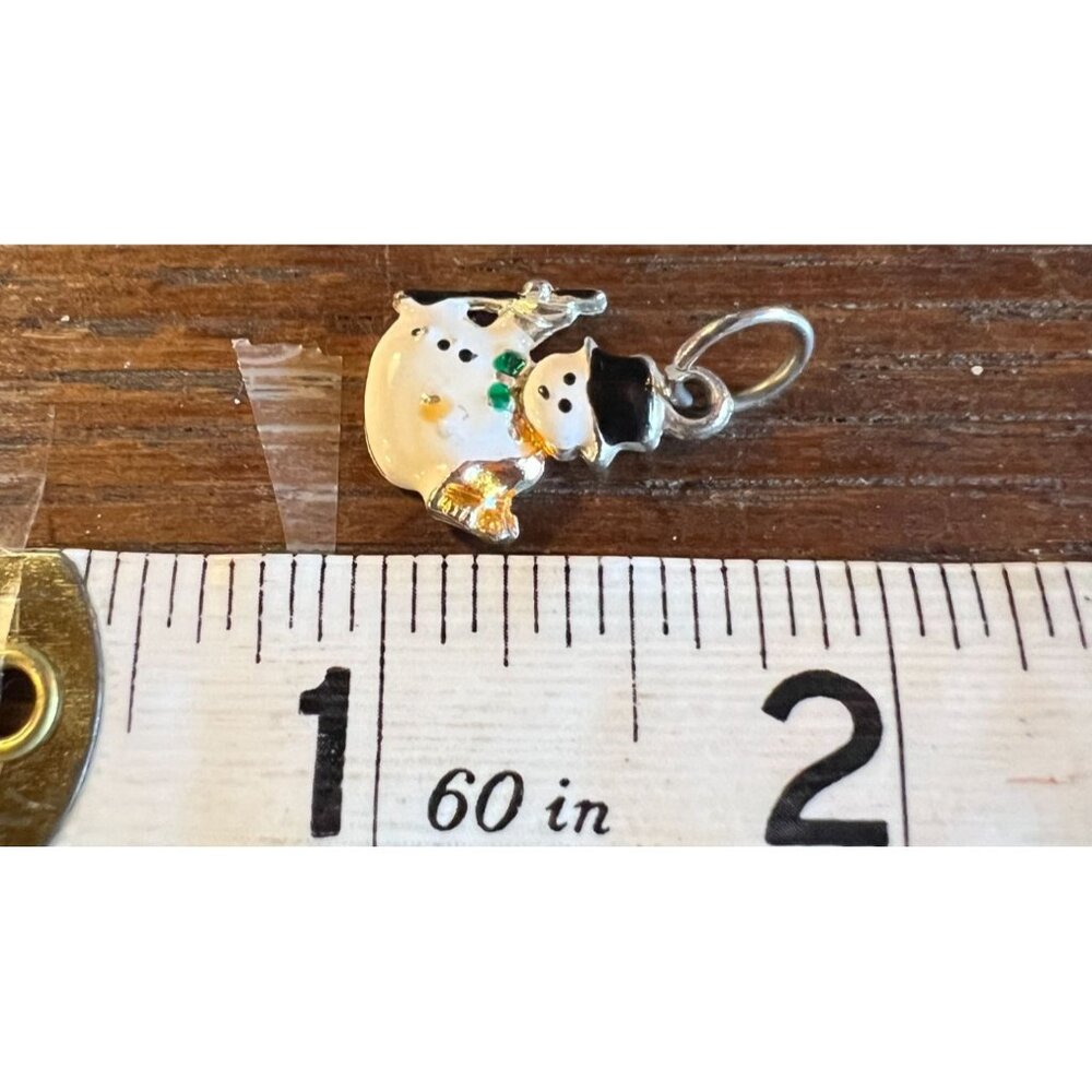 Pair Of Festive Snowman Charms With Enamel Details & Rings For Christmas Jewelry - Picture 9 of 10